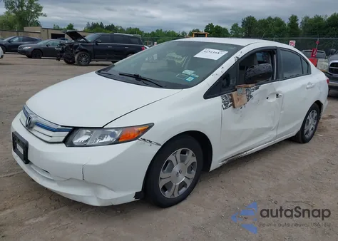 2012 Honda Civic Hybrid from USA, damaged, VIN JHMFB4F25CS000250